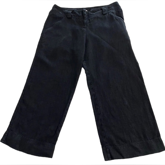 Neesh By D.A.R. Anthropologie LITHUANIAN LINEN Pants Women’s M Black Wide Leg - Picture 1 of 11